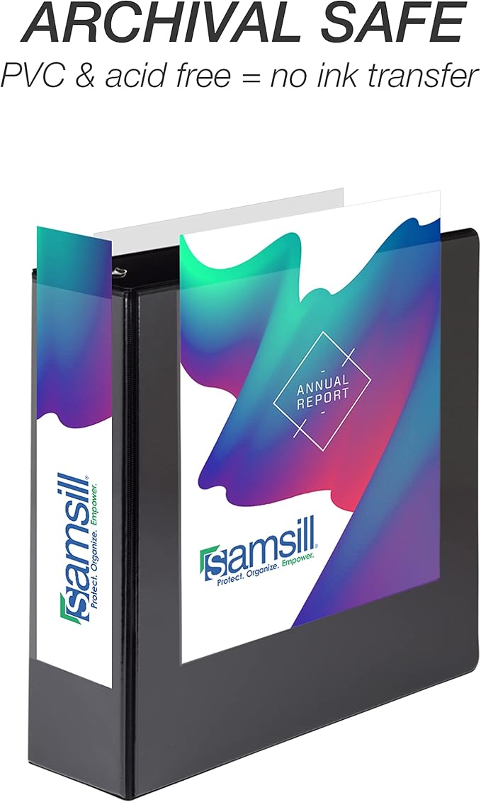 Samsill Durable 3 inch 3 Ring Binder, D Ring Binder, 100% Recycled Chipboard, Black, Pallet of 288 Binders in 24 Cartons