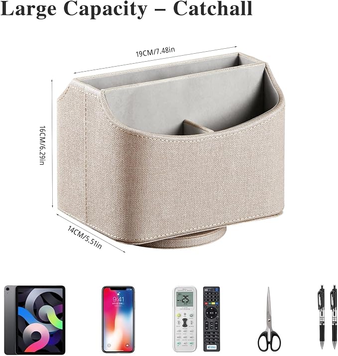 YAPISHI Gold flower pattern Leather Remote Control Holder,360 Degree Spinning Desk TV Remote Caddy/Box,nightstand Organizer for Controller,Media,Cosmetic, Mobile Phone, Pen/Pencil Stationery Storage | PU Leather Decor Aesthtic Swivel Bedside Table Desk...