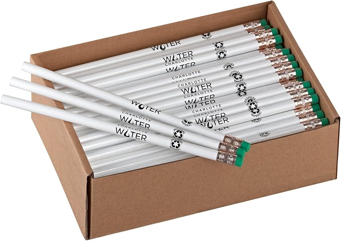 Pencil Guy Promotional Personalized Imprinted Pencils, White, 500/Box