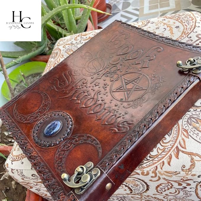 Personalized Leather Ring Binder, Portfolio for Men, 3 Ring with 1 Inch Ring Leather Binder, Customized Book of Shadow, Home, School and Office Supplies Folder Organizer (Brown, No Engraving)