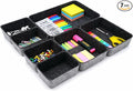 7pc Shallow Felt Desk Drawer Organizers Trays Charcoal Storage Bins