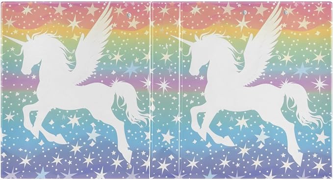 JIPONI 3 Ring Binder Winged Unicorn and Stars 1 Inch Round Binders for Men Women Students, Cute File Organizer for Office School, 1pc