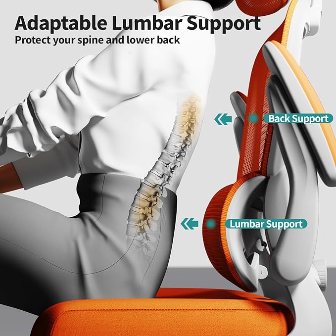 TRALT Office Chair Ergonomic Desk Chair - Gaming Chair with Lumbar Support | 330 LBS Home Office Desk Chairs with Headrest, Reading Chair with Flip-up Armrests, Comfortable Computer Chairs (1, Orange)