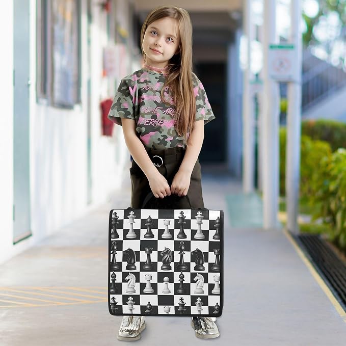 Custom Chess Checkered Plaid 3 Ring Binder Bag 1.5 inch Personalized Name Binder Organizer 500 Sheet Documents Storage for School Office