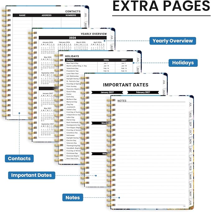 ZOTIA Academic Planner 2026-2027, Monthly & Weekly Jul 2026-Jun 2027 | Garden Passage, 6.3" x 8.5" Calendar Planner for Women, Hardcover Pretty Organizer for Women, School Office Home Supplies