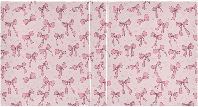 Cute Coquette Ribbon Bow Round Ring Binders 1.5 Inch 3 Ring Binder with Clipboard Holds 200 Sheets Office Home School