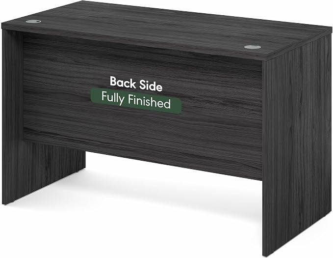 Furinno Roger Computer Desk, 47 Inch Rectangular Executive Desk with Modesty Panel, Home Office Desk with Thick Tabletop, Desk Cord Grommet, Scratchproof, for Home Study, Office, Coastal Grey