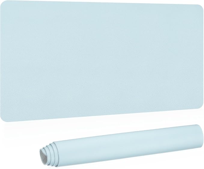 Patikil Desk Mat, 31"x15" Non-Slip Waterproof PU Leather Desktop Protector Cover Dual Sided Work Study Pad, Light Blue