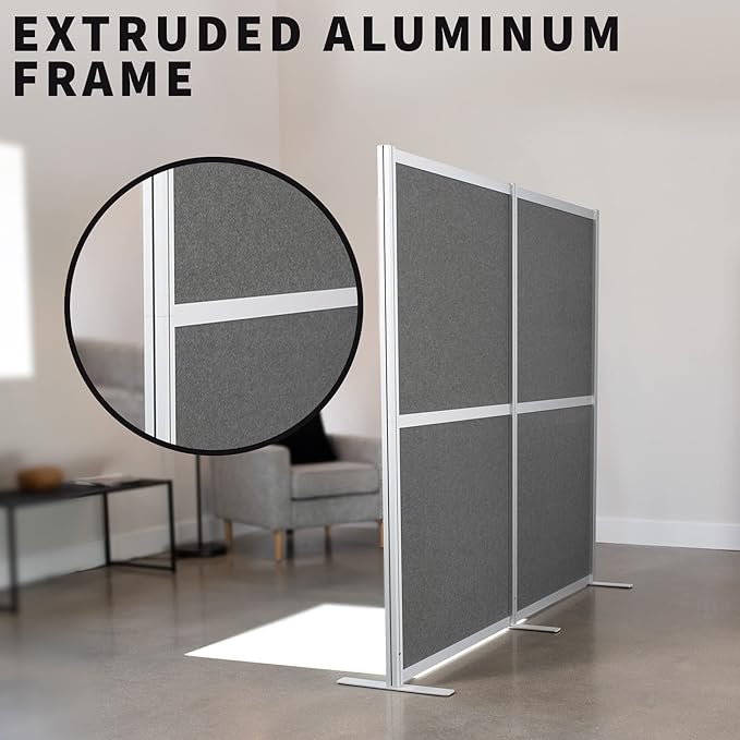 VIVO Modular Wall System, 2 PET Panels, Modern Professional Office Cubicle Dividers, Freestanding Privacy-Screen, 66 inches High, Dark Gray, PP-MWS63D