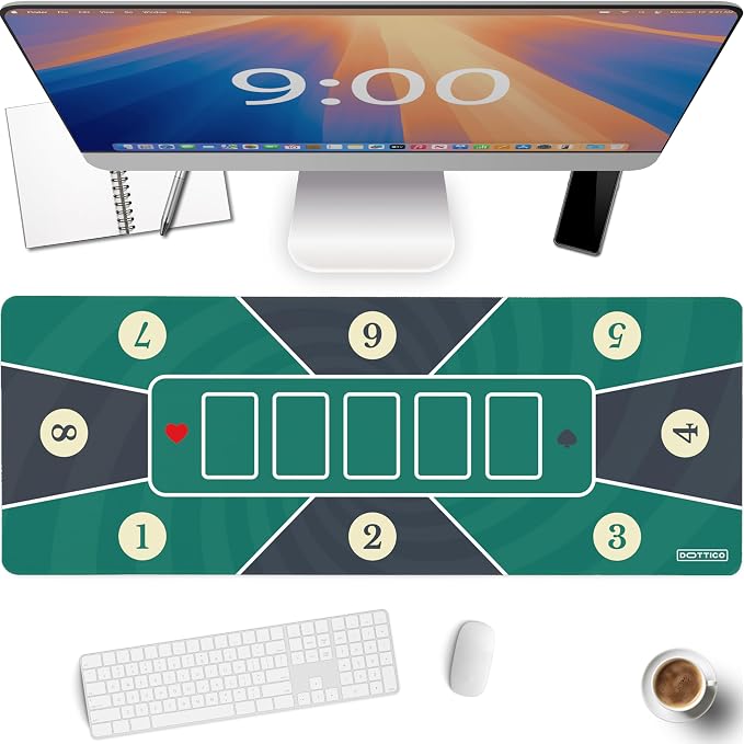 Poker Gaming Mouse Pad – Large Desk Mat for Keyboard & Mouse – Non-Slip Water-Resistant Surface, Stitched Edges – 31.5x11.8 in (X-Large Poker)
