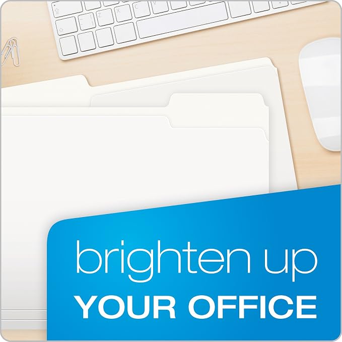 Pendaflex Two-Tone Color File Folders, Letter Size, White, 1/3 Cut, 100 per box (152 1/3 WHI)
