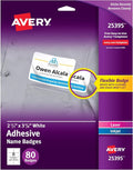 Avery® Flexible Printable Name Tag Stickers, 2-1/3" x 3-3/8", Matte White, Removable Adhesive, Laser & Inkjet Compatible, 80 Name Badges Total, Great for Networking, Events, and More (25395)