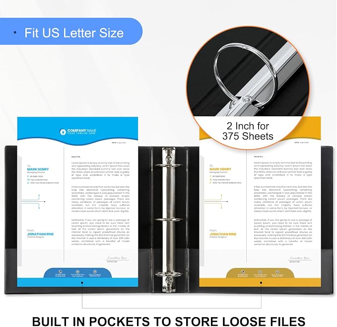 Customizable Round Ring Binder, 2 Inch 3 Ring Binder, Heavy Capacity Minimalist PVC-Free Binder with Clear View Cover, Lay-Flat Design for Extensive Document Organization at Home, School & Office