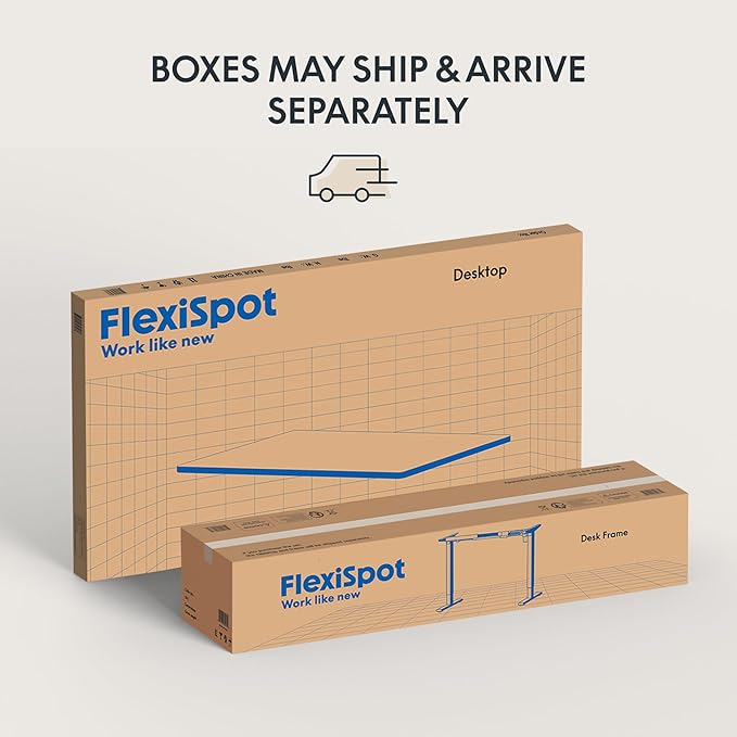 FLEXISPOT EN2 Whole-Piece Standing Desk with Clamp Power Strip, 55 x 28 Electric Stand Up Height Adjustable Desk with Cable Management (Black Frame + 55" Rustic Brown Desktop, 2 Packages)