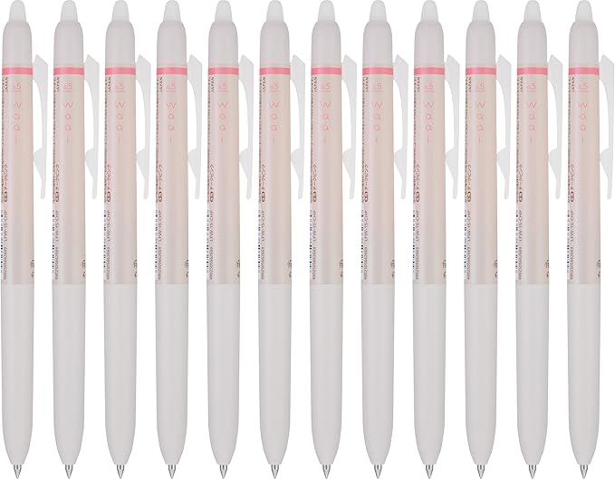 PILOT FriXion Waai Retractable & Refillable Erasable Gel Pens, Extra Fine Point 0.5 mm, Light Pink Ink, 12 Count