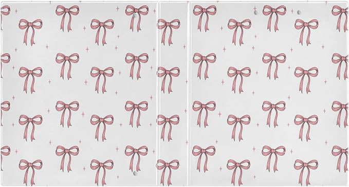 Aslsiy Kids 3 Ring Binder 1.5 Inch Little Pink Bows Star Round Clipboard Binder Girls Decorative Harcover Binders Organizer for Office School Supply