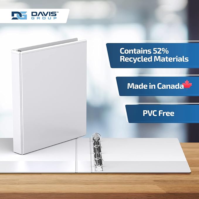 Easyview 3-Ring Binder, Clear-View Cover, 2" Round Rings, 12 Pack | Heavy-duty binder, fits 8.5" x 11" paper, white, customizable cover, made in Canada, ideal for school or office use