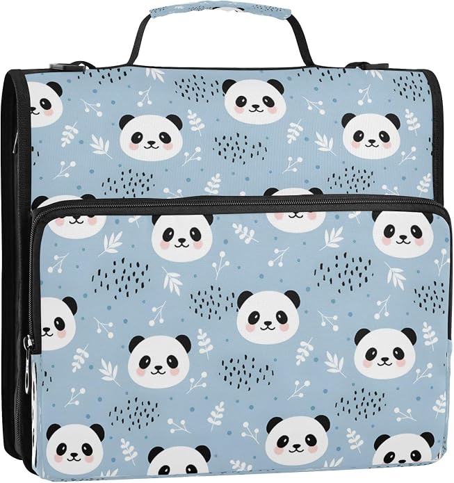 3 Ring Zipper Binder With Shoulder Strap Documents Storage Organizer Green Fire Dragon