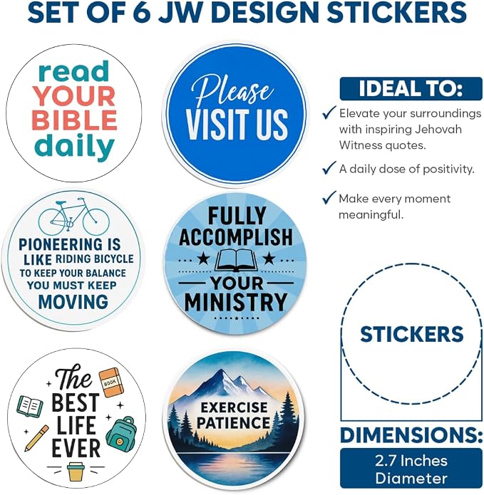 Jehovah Witness Ministry Supplies, JW Gifts Tract Holder JW.org Accessories | 7 pcs Bundle for Jehovahs Witnesses Pioneers, No Blood Sticker, Tract Holder, Pin, Keychain, Pad, JW Field Service Supplies
