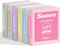 SUNEE 1.5 Inch Binders 3 Ring 6 Pack, Clear View Three Ring 1 1/2 Inch Binders PVC-Free (Fit 8.5x11 Inches) for School or Office Supplies, Pastel 6 Colors