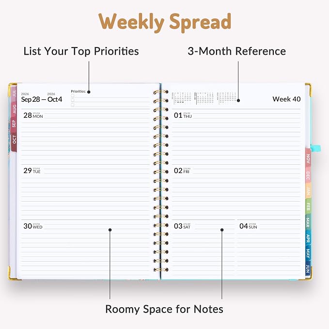 Forvencer Planner 2026-2027, July 2026 - June 2027,8.5x11" Calendar Planner | Weekly and Monthly, Hardcover Planning book with Monthly Tabs, Cute Journal Organizer Notebook for Office School, A4 Size