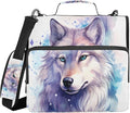 Wolf Watercolor 3 Ring Binder Bag 1.5 inch Binder Organizer with Zipper Shoulder Strap 500 Sheet Documents Storage for School Office
