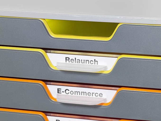 Durable Varicolor 10 Drawer Unit - Gray Desktop Drawer Set with 10 Color Coded Draws - Letter to Folio Size Files - Perfect for Storing Documents and Paper Work