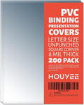 HOUYEE 200 Pack 8 Mil Clear Binding Presentation Covers,PVC,8.5" x 11" | Clear Covers for Binding, Transparent Plastic Binding Covers, Square Corner, Letter Size, for School Office