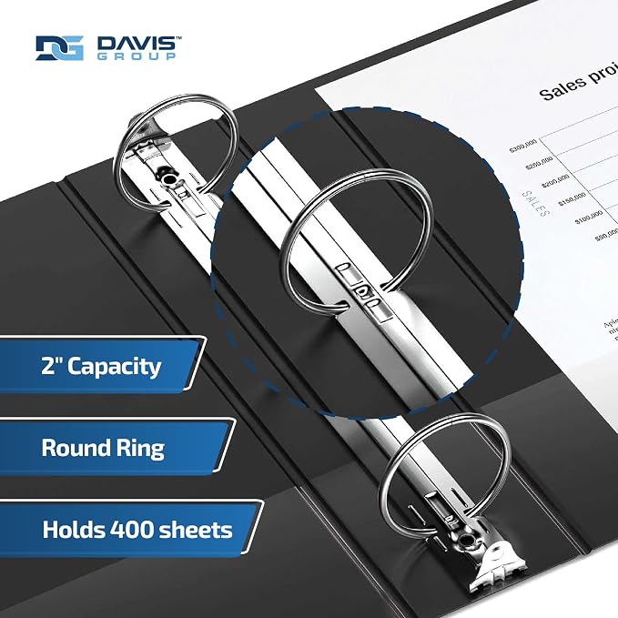 Easyview 3-Ring Binder, Clear-View Cover, 2" Round Rings, 6 Pack | Heavy-duty binder, fits 8.5" x 11" paper, black, customizable cover, made in Canada, ideal for school or office use
