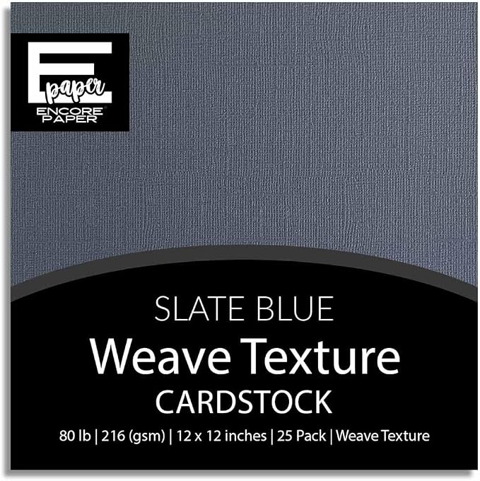 Slate Blue—12x12 Textured Cardstock | 80lb Textured Blue - Gray Scrapbook Paper | Premium Cardstock for Cricut Cutting | 25 Sheets