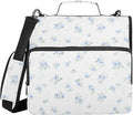 Blue Small Floral Zipper Binder 3 Ring with Handle and Shoulder Strap, 500 Sheet Binder Organizer Capacity & Multi-Pockets for School Office