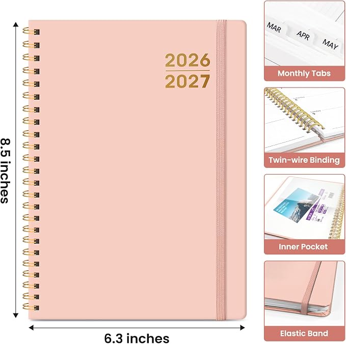 Taja 3 Pack Planner 2026-2027, Jul 2026-Jun 2027 Monthly & Weekly Planner | 6.3" x 8.5", Hardcover Academic Calendar, Teacher Student Planning Book for Office School Supplies, Black Pink Aquamarine