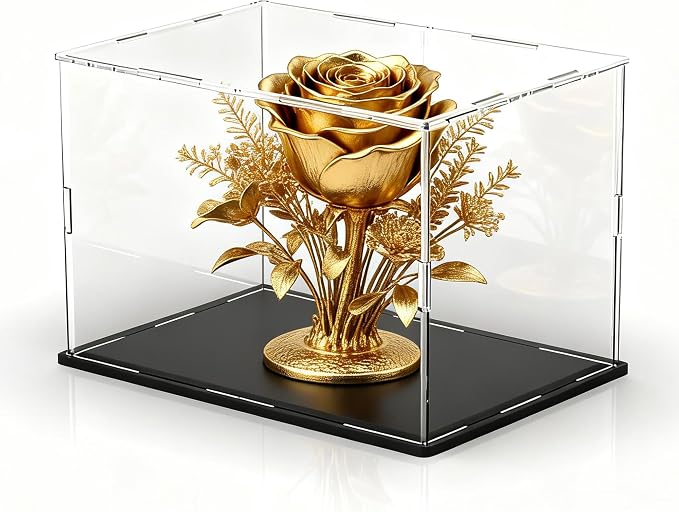Large Acrylic Display Case, Clear Acrylic Display Box with Matte Base, Dustproof Collectible Storage Cases, DIY Easy Assembly Showcase for Figures, Models, Collectibles, 16 x 12 x 10 inch