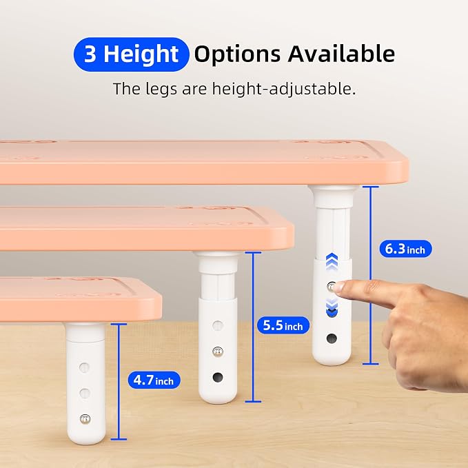 AFOOYO 31.5 Inch Adjustable Monitor Stand Riser, Dual Monitor Stand for Desk, 3 Height Adjustable Computer Stand with Storage, Sturdy Laptop Riser for PC, Laptop, Printer, TV, Pink