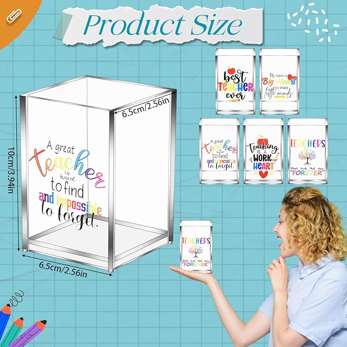 Cholemy 10 Pack Teacher Appreciation Gifts Bulk Pencil Holders Acrylic Pen Holder Desk Organizer Pencil Cup Containers for School Office Home Supplies Christmas Teacher Gifts(Clear)