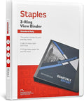Staples Standard 0.5-Inch 3-Ring View Binder, Holds Up to 100 Sheets, White, Slim Binder for Office, School & Home