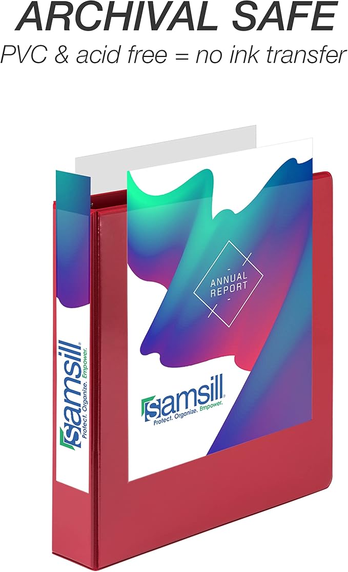 Samsill Durable 1.5 inch 3 Ring Binder, D Ring Binder, 100% Recycled Chipboard, Basic Assortment, 12 Pack