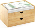 Bamboo Desk Organizer with Drawers, Desktop Storage Box for Office Supplies | 2 Drawers Desktop organizer, No Assembly Required, Natural Wood Wooden Desktop Drawers for Bills, Cosmetics, Seals, Paper