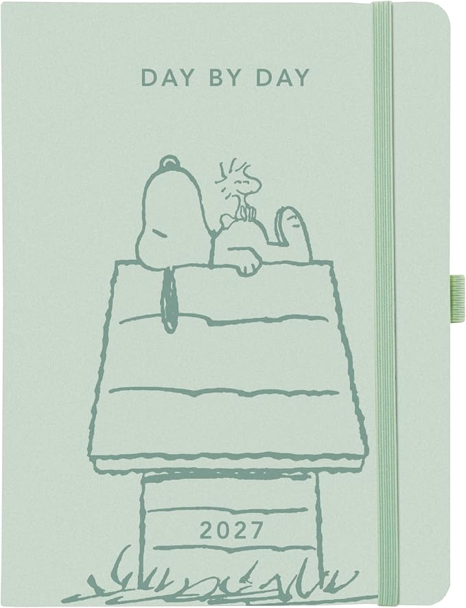 Graphique Peanuts House 18 Month Planner, July 2026 – Dec. 2027, Hardbound Vegan Leather Planner with Monthly Tabs, Holidays & Reminder Stickers, 6” x 8”