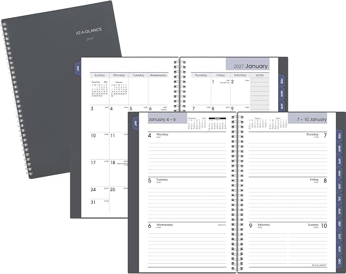 AT-A-GLANCE 2027 Planner, Weekly & Monthly, 5" x 8", DayMinder, Gray (GC2000727)
