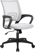 BestOffice Ergonomic Office Chair | Mid-Back Swivel Desk Chair | White | with Lumbar Support, Adjustable Height & Breathable Backrest | Sponge Seat & Rolling Wheels | for Home, Office | Pack of 1