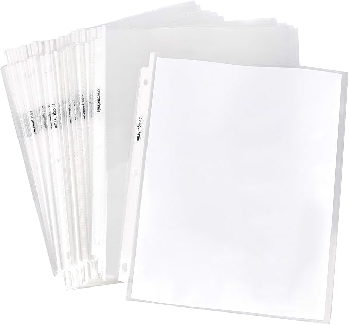 Amazon Basics Heavy Duty Sheet Protectors for 3 Ring Binder, Top Loading, Clear Plastic, 8.5 x 11 inch, 500-Pack