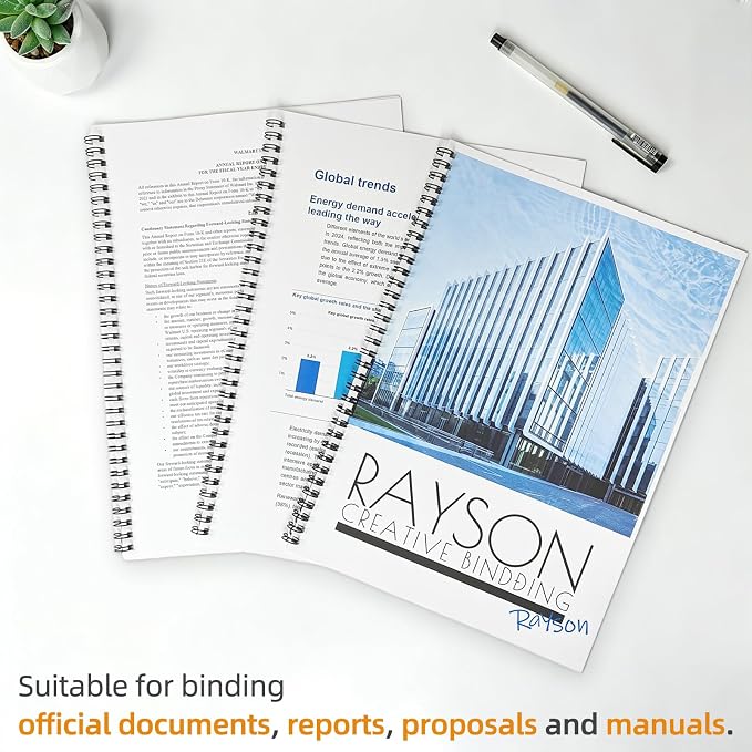 Rayson Wire Binding Spines, 3/8" 3:1 Pitch, 32-Loop Black, 100 Pack | Binds up to 60 sheets; fits 3:1 pitch machines for reports, manuals and projects.