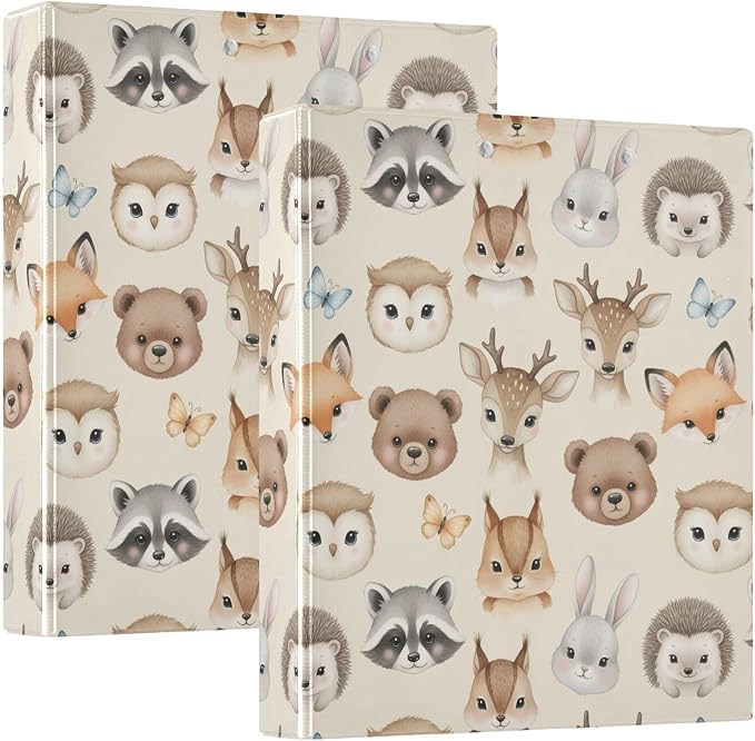 3 Ring Binder 1.5 in Recipe Binders Cute Animal Baby | Decorative Client Records with Clip 3 Clear Interior Pockets for 200 Sheets Letter-Size(11" x 8.5") Paper PVC Cover Folder