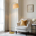 G-SAFAVA Real Wood Floor Lamps for Living Room Bedroom, 62.5" Mid Century Modern Lamp Gold Standing Tall Arc Lamps with Foot Switch, Floor Lamps for Nursery Office Decor Corner Reading Room Light