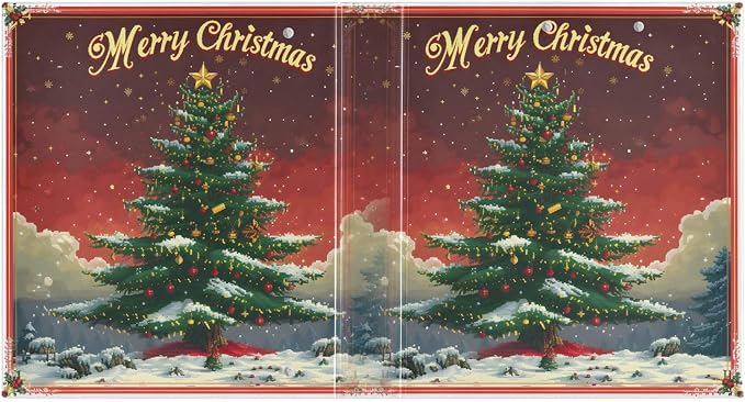 Christmas Tree Christmas 3 Ring Binder with 2 Interior Pockets 1.5 inch Binders 3 Ring Heavy Duty Fit 8.5" x 11" Letter Size for Office School, 2 Pack