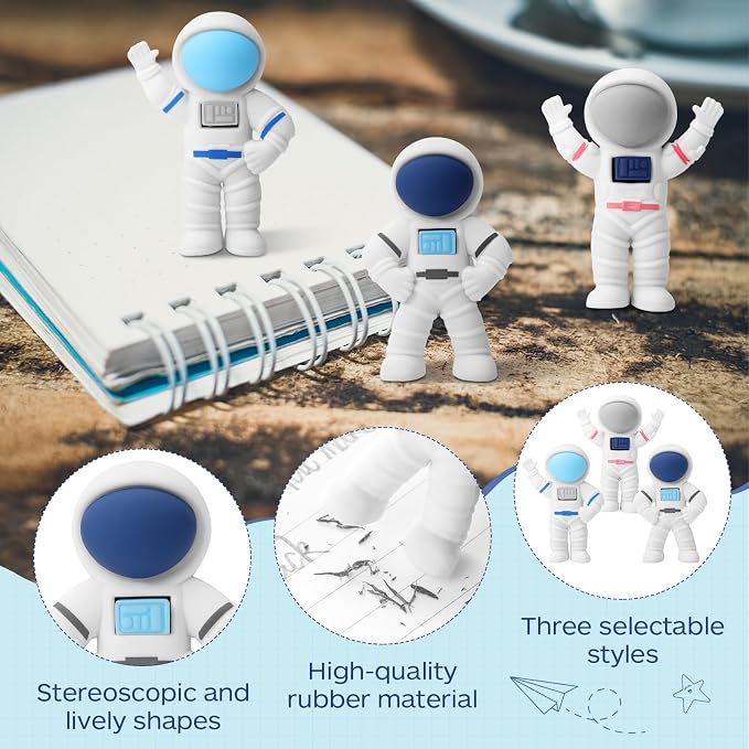 Resurhang 48 Pcs Space Themed Erasers Astronaut Figurines Eraser