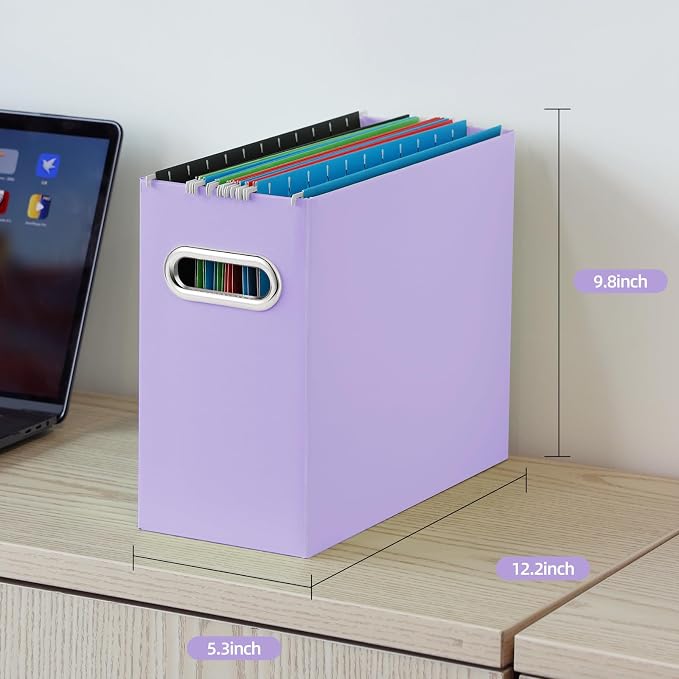 Oterri 8 Pack Purple File Organizer, Small Storage Box and 25 Pack Hanging File Folders