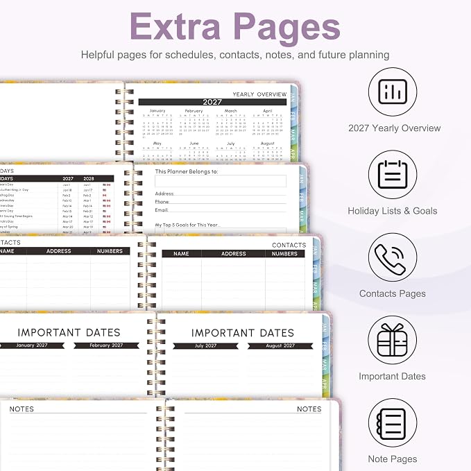 2027 Planner, Weekly and Monthly Calendar Planner Book, JAN 2027 - DEC 2027