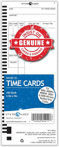 Pyramid Time Systems - Authentic Time Cards (44100-10) for Pyramid Models 4000, 4000PRO, 4000PROK, 5000HD & 5000 Auto Totaling Time Clocks, Single Sided Time Sheets (3.5 x 9 in) -100 Time Cards | For Pyramid Models 4000, 4000PRO, 4000PROK, 5000HD & 500...